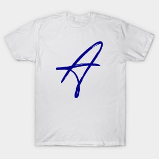 Letter 'A' handwritten by blue ink T-Shirt